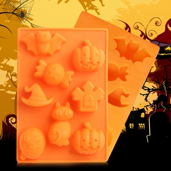 

Halloween Cake Silicone Mold 8-hole Mixed Pattern Pumpkin Cat DIY Maker Kit Ice Cube Tray Baking Dessert Pastry Decoration