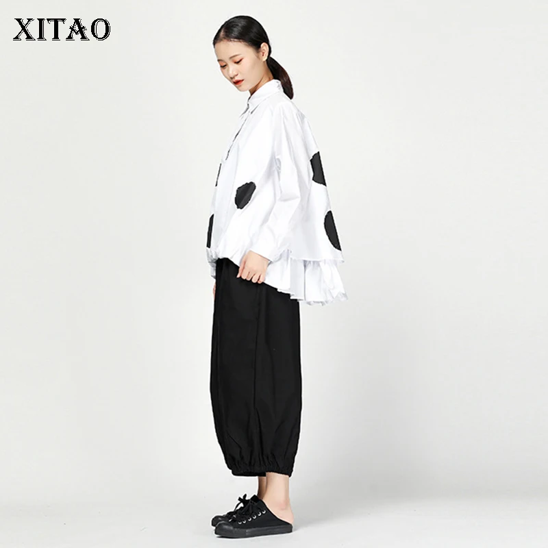 Женская плиссированная блузка XITAO элегантная Асимметричная с отложным