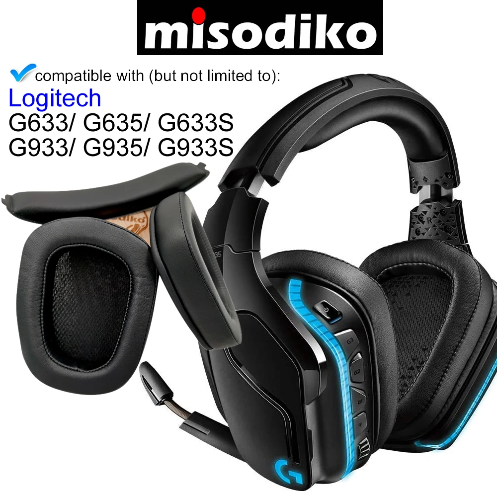 Комплект амбушюр misodiko для Logitech G633 G933 G635 G935 G633S G933S|Аксессуары наушников| |