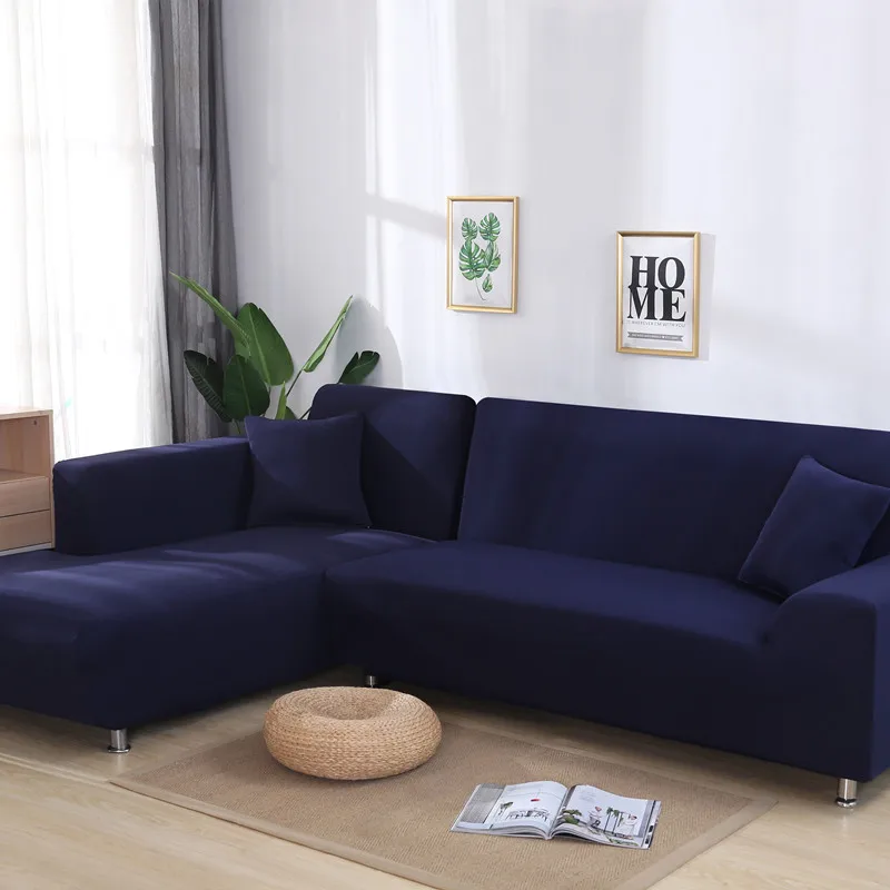 

Elastic Solid Color Sofa Cover for L Shaped Sectional Corner Chaise Longue Sofa Stretch Couch Cover Slipcovers for Living Room