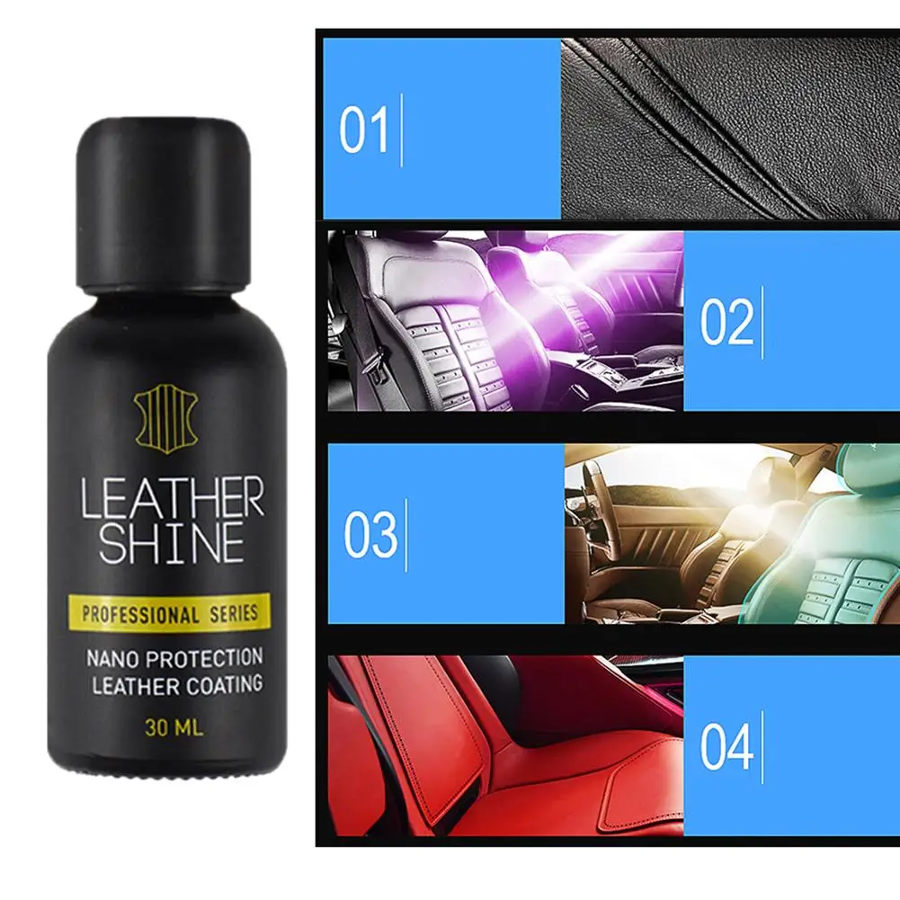 Car Leather Nano Liquid Interior Seat Care Glazing Moisturizing Protective Protection Liquid Plastic Leather Maintenance 30ML car wax