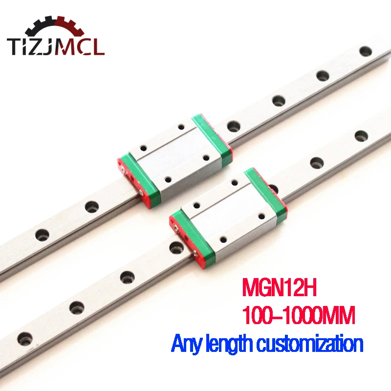 

1/2pcs MGN MGN12 Miniature Linear Rail Slide MGN Linear Guide MGN12H Carriage Block L From100mm To1000mm For CNC 3D Printer Part