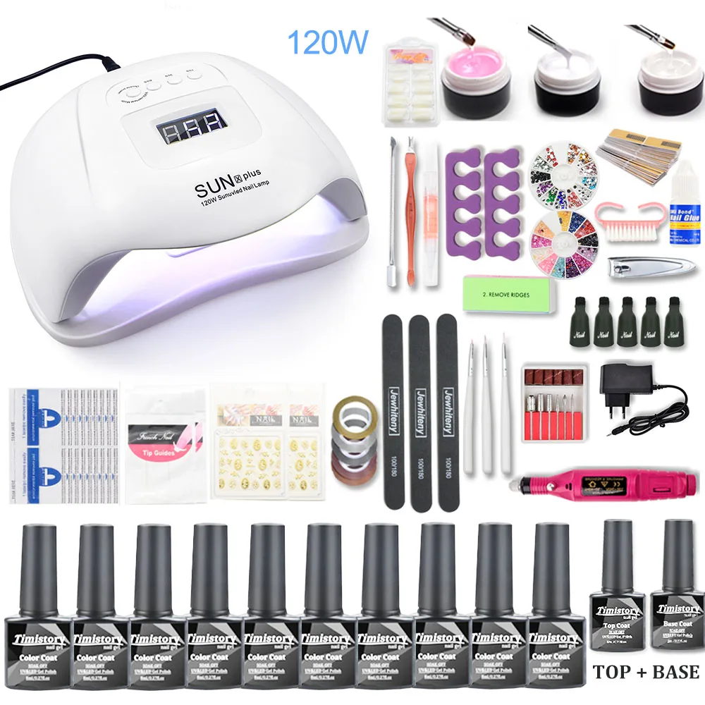 

Nail Set 120W UV LED Lamp For Manicure 10pcs Gel Nail Polish Set Kit Soak Off Gel Varnish For Nail Art Set Dryer Machine Tools