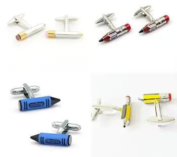 

10pairs/lot Colorful Crayon Cufflinks Enamel Plating Pastel Pencil Cuff Links Shirt Cuff Button Men's Jewelry Accessory Gift