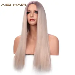 AISI волосы длинные шелковистые прямые синтетические парики Смешанные коричневые и светлые длинные парики для белых/черных женщин средней