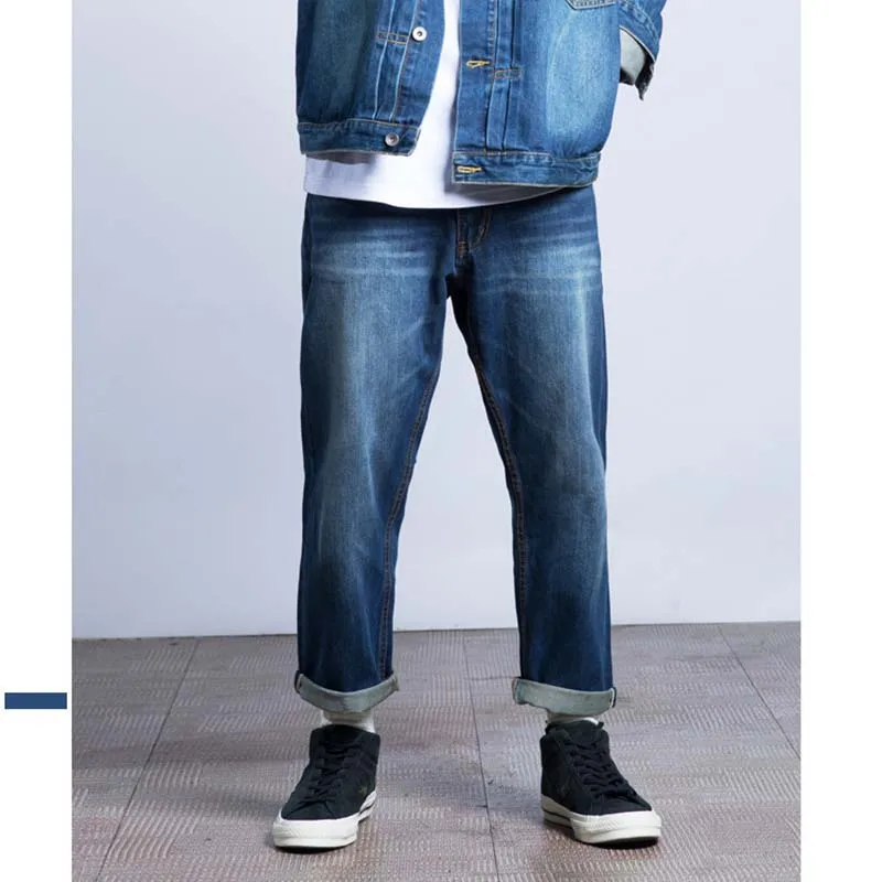 Tide Fashion Для мужчин повседневные джинсы Прямые Свободные мешковатые потертые джинсы брюки-шаровары в стиле хип-хоп винтажный скейтборд под старину с брюками