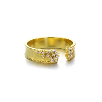 

Solid sv925 Simple Rings Open Cuff Forefinger Ring Womens Party Wear Luxury Unique Gold Crown Dainty CZ Crystal Cluster Ring