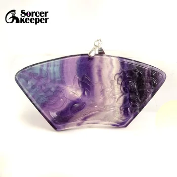 

Real Hand-carved Natural Multicolor Rainbow Fluorite Crystal Gem Stone Pendant Beads for Jewelry Making DIY Jewellery BD173