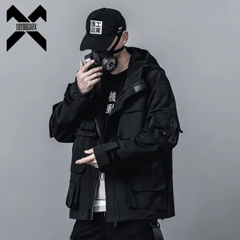 

11 BYBB'S DARK Multi-pocket Cargo Jackets Coats 2020 Fashion Hip Hop Streetwear Mens Tactical Windbreaker Jacket Black WB056