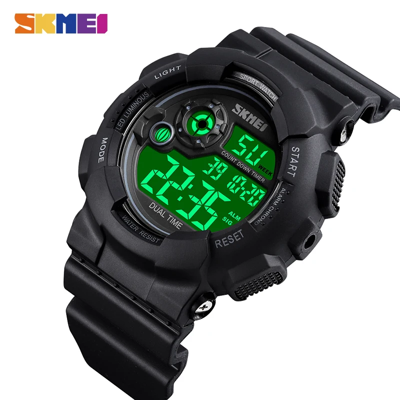 SKMEI Relogio Masculino 1583 Clcok мужские цифровые часы, военные часы с функцией обратного отсчета, спортивные часы, 5 бар, водонепроницаемые мужские наручные часы