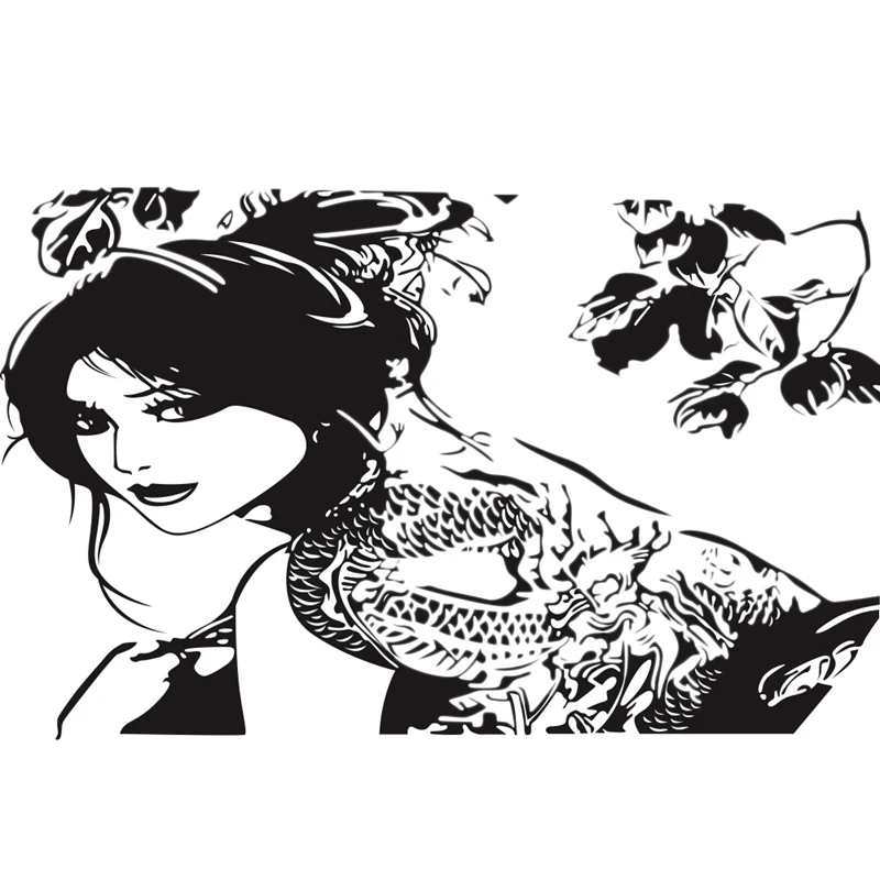 

Car Sticker Girl Dragon Tattoo Totem Decal Hood Sticker Car Decoration 56X89Cm