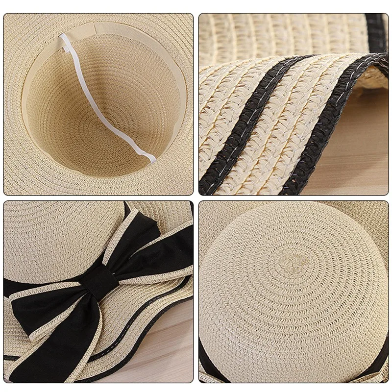 Женская модная большая соломенная шляпа Bowknot Floppy Складная сворачивающаяся УФ-защита пляжная шляпа от солнца пляжная кепка