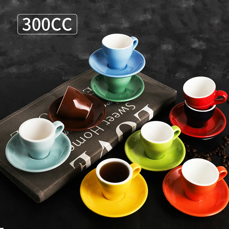 Illusie constante redden Classic Coffee Concentrate Cup Set Colored Ceramic Espresso Cup Cappuccino  Cup 300cc Pull Flower Koffie Kopjes Dessert Cups - Cups & Saucers -  AliExpress