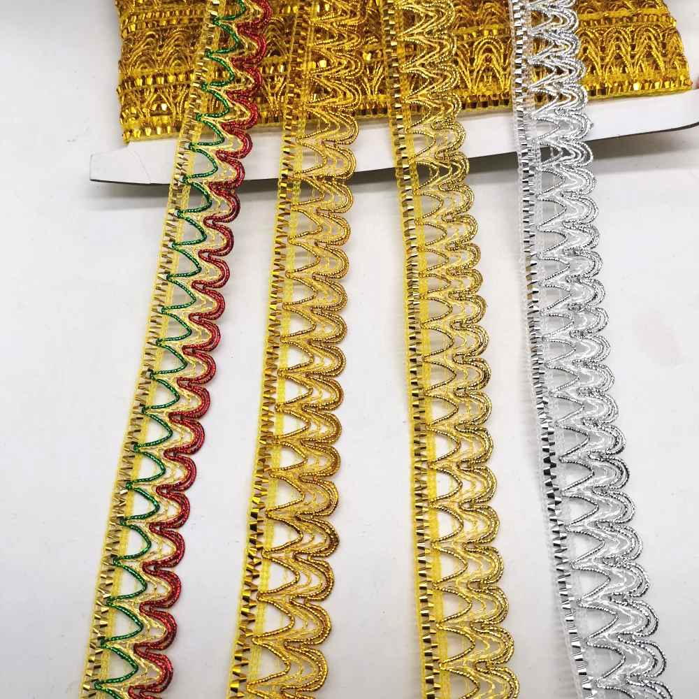 Costura y manualidades encaje curvo dorado Cinta de encaje de 5 metros de color dorado plateado para manualidades para vestidos de muñeca accesorios de bricolaje accesorios de ropa vemax.es