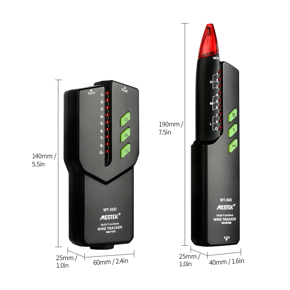 

MESTEK Telephone Wire Tracker RJ11 RJ45 Electrical Line Finding Testing Cable Tester Handheld Line Finder Cable Detector