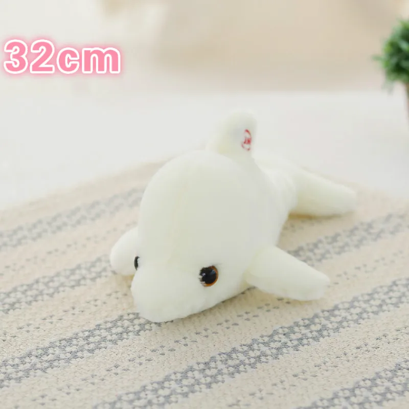 32cm White Dolphins 34 см креативная игрушка светящаяся Подушка Мягкая Плюшевая светящаяся красочная подушка со звездами светодиодный светильник игрушки подарок для детей для девочек - Цвет: 32cm White Dolphins