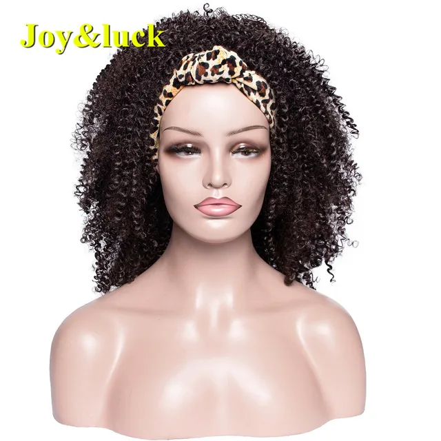 Headband Synthetic Wig Short Afro Kinky Curly Hair Wigs For Black Women Fluffy Curls Hairband African Turban Wrap Hair 55