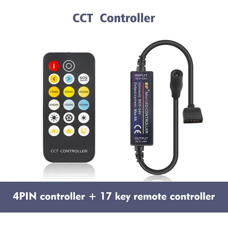 1 шт. мини пластиковый черный DC5-24V RF+ 28 ключей Беспроводной RGBW CCT контрольный светильник Домашний Светильник с дистанционным управлением вечерние ленты изменение цвета - Цвет: CCT
