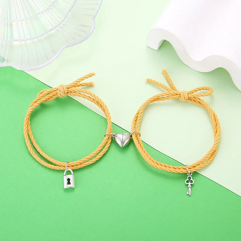 Magnet Couple Bracelets For Lovers love Heart Magnetic Bracelet For Women Men Braided Rope Wrist chain Minimalist Jewelry Gift bracelet jewelry