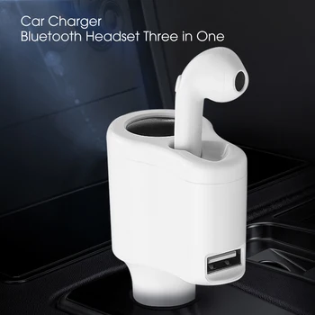 

5V/2.4A 2 USB 3 In 1 Fast Car Charger With Bluetooth Earphone Headset For Huawei Xiaomi Smartphone Earphone Tablet Fast Charging