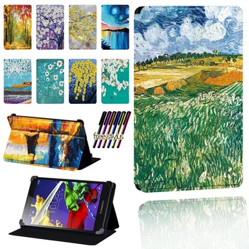 

Case Para Tablet for Lenovo Tab 2 A7 / A8 / A10-70 / Tab 3 / Tab 4 Tablet Foldable Protective Case Cover + Stylus