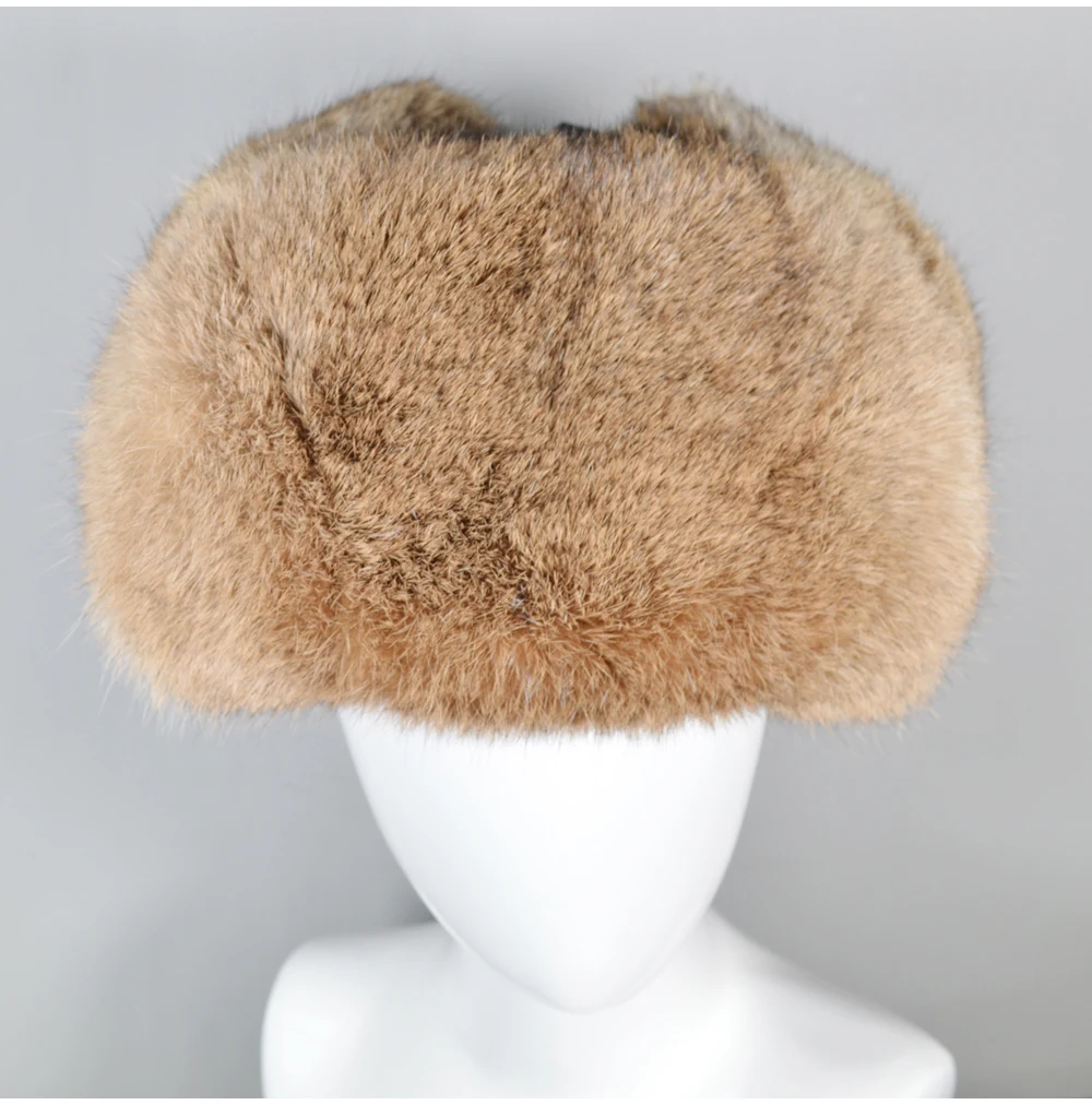Мужская зимняя шапка-бомбер с натуральным кроличьим мехом для русской улицы, супер теплая шапка из натурального кроличьего меха, шапка из натурального кроличьего меха