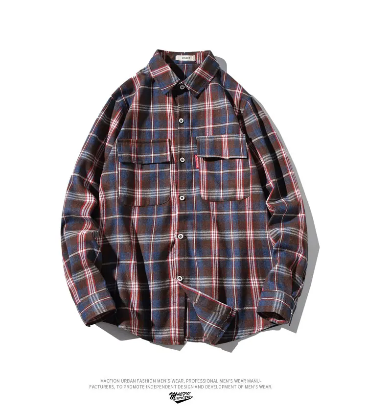 5XL повседневная мужская клетчатая рубашка, осенняя рубашка, мужские нарядные рубашки, Модная приталенная Хлопковая мужская рубашка с длинным рукавом Y2053