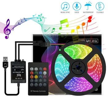 

5050 RGB LED Strip Waterproof WIFI LED Music Voice Control USB Powered LED Light Strip Remote Bluetooth Controller
