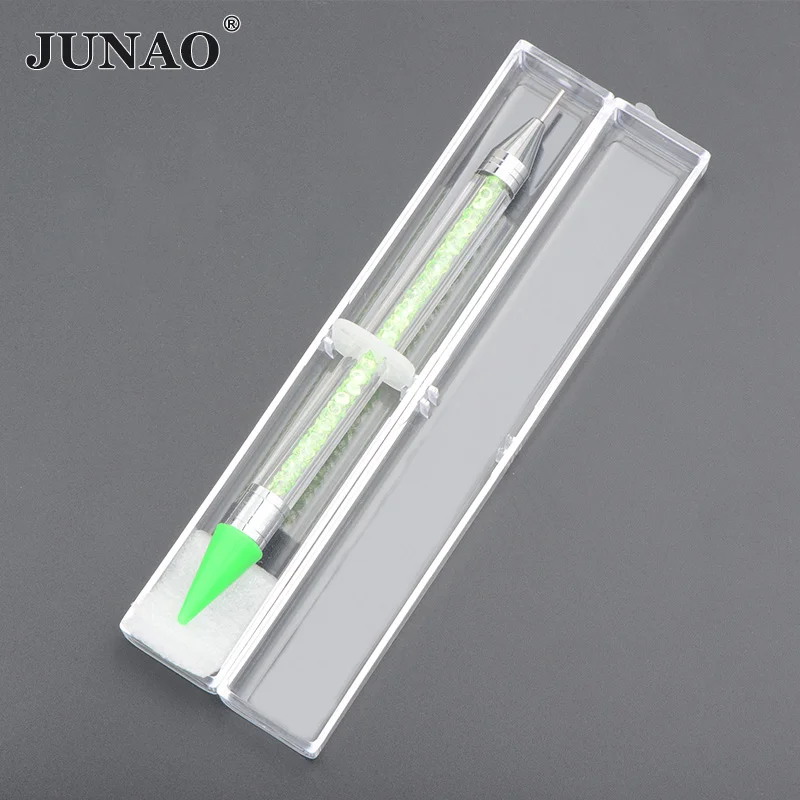 JUNAO Pink Color Wax Pencil Rhinestone Pen Dap Pen Picking up Nail Crystals Pen Nail Art Tools Machine for Nailing Pearls 