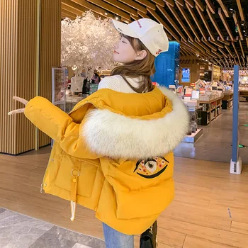 

2020 New Winter Fashion Student Cotton Padded Jacket Women Short Korean Loose Coat Big Fur Parka Casual Warm Short Style Outwear