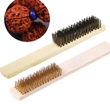 Набор из 2 предметов, нержавеющая сталь, латунная проволока, щетка для царапин, деревянная ручка для чистки металла* Удобная деревянная ручка