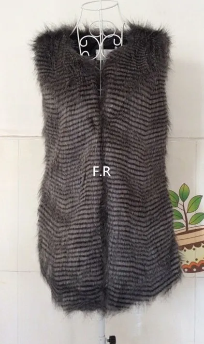 5XL 6XL искусственный меховой жилет короткая куртка осень зима женский меховой жилет из искусственного лисьего меха женская Норковая куртка без рукавов пальто X710