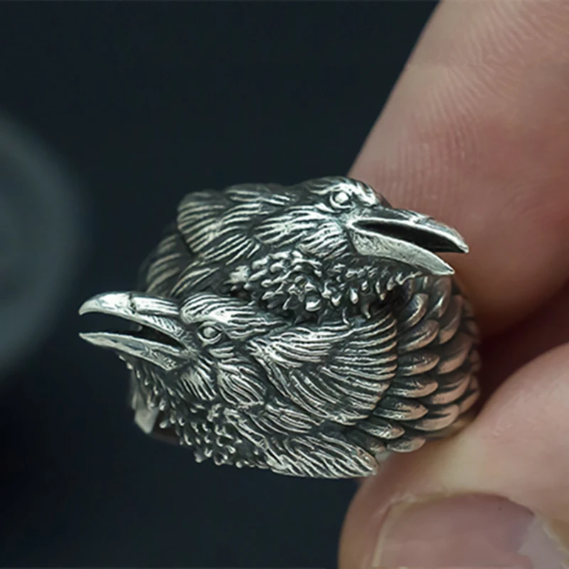 Викинг Серебряный Ворон кольца из нержавеющей стали скандинавские мифологии ворона кольцо амулет мужские ювелирные изделия