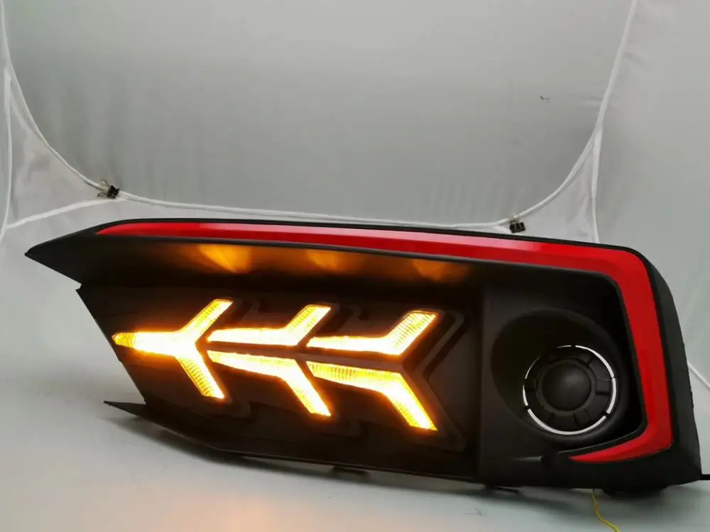 Type C 1 пара светодиодный DRL для Honda Civic седан с движущимся сигналом светодиодный противотуманный фонарь крышка дневного света с отверстием противотуманной фары - Цвет: Type C