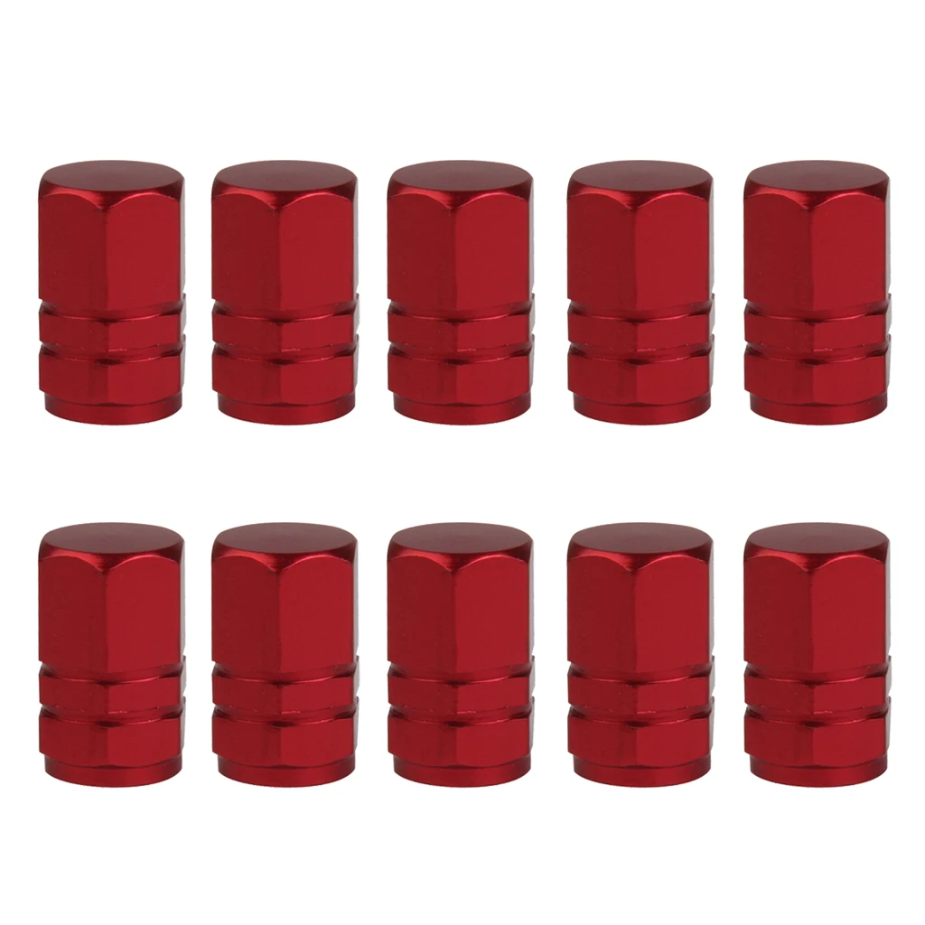 10 Pieces Car Motorcycle Tire Schrader Valve Cap Truck Valve Cap - Red