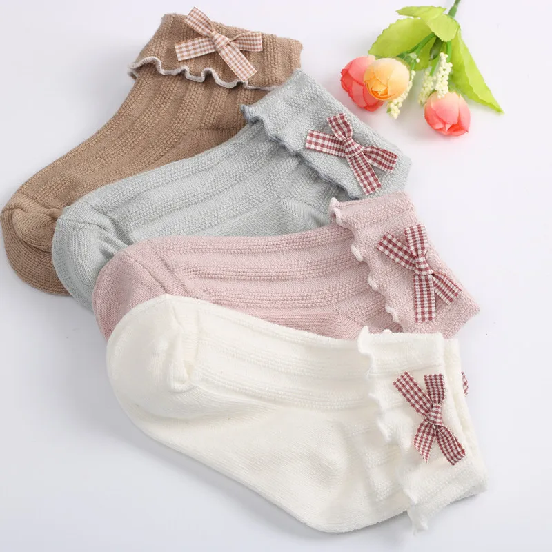 

Baby Socks Autumn Girls Cotton Socks 19 Years Children's Socks Korean-style Frilled Bow Princess Socks Children Short Socks