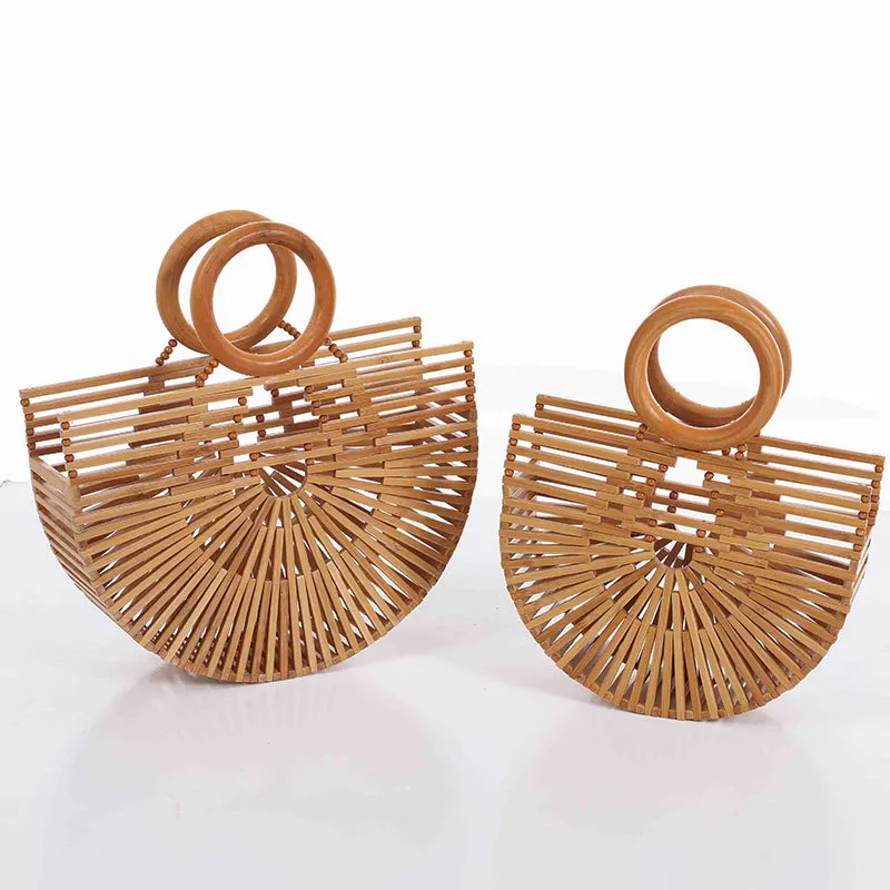 

9/10 in Women's Semicircle Bamboo Beach Bag,Vintage Handbag,Luxury Handbags,Ladies Evening Clutch with Round Wooden Handle