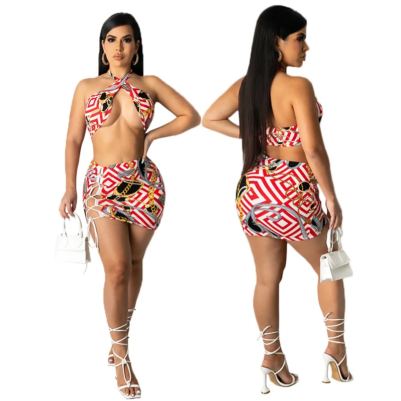 Young Party Lady Fashion Strapless Bro And Pants 2 Pieces Set Sexy Tight Club Tracksuits |