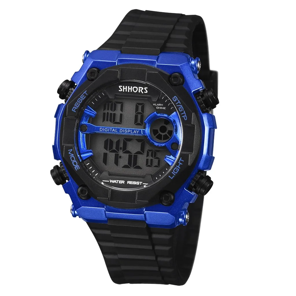 30 м Водонепроницаемые мужские электронные часы светодиодный мужские цифровые часы мужские спортивные часы relojes digitales reloj светодиодный zegarek elektroniczny - Цвет: Blue