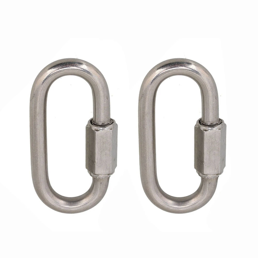 FFLSDR 304 Stainless Steel Multifunctional Carabiner Quick Oval Screwlock Link Lock Ring Hook M7 Pack of 2 FFLSDR 304 Stainless Steel Multifunctional Carabiner Quick Oval Screwlock Link Lock Ring Hook M7 Pack of 2