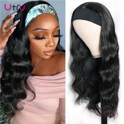 Utrue Headband 30 Inch Wig Human Hair Brazilian Body Wave Grip Remy Glueless Scarf African American Wigs For Black Women