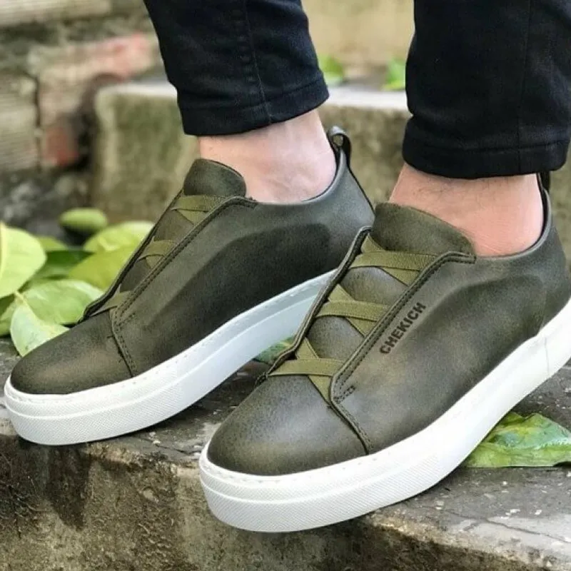 Chekich Men Casual Shoes for Men Sport High Sole Shoes Lace-up Men Sneakers Shoes Comfortable Flexible Fashion Style Leather Wedding Classic Shoes Breathable Walking Running Sneakers Tenis Zapatillas Hombre CH013
