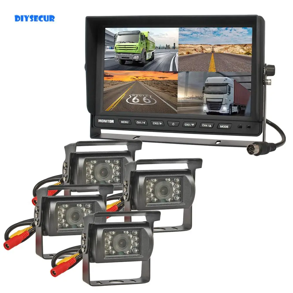 DIYSECUR 10,1 \Сплит Quad дисплей заднего вида HD монитор 4 x CCD камера ночного видения для автомобиля, грузовика, автобуса, система видеонаблюдения DIYSECUR 10,1 \Сплит Quad дисплей заднего вида HD монитор 4 x CCD камера ночного видения для автомобиля, грузовика, автобуса, система видеонаблюдения