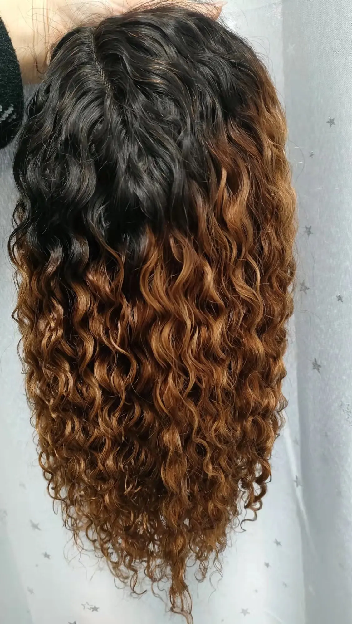 Brown Ombre Human Hair Wigs 13x4 Curly Lace Front Human Hair Wigs for Black Women Brazilian Lace Part Curly wigs Remy hair 150% photo review