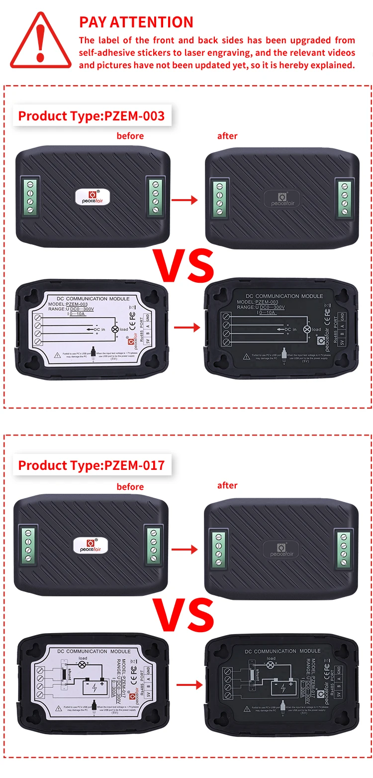 Peacefair PZEM-003 300V 10A Wattmeter Voltmeter RS485 Modbus Volt Amp Current Power Energy Car Voltage Tester With USB Converter