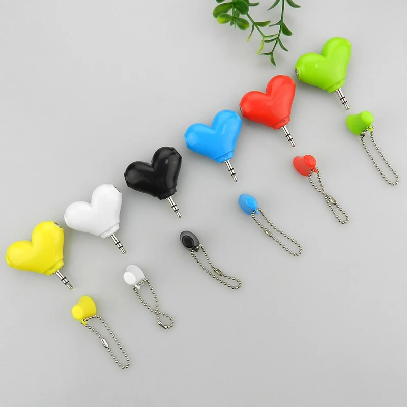 

Mini Cute Heart-shaped 3.5mm Double Jack Adapter To Earphone Connector For IPhone 6s MP3 Player Splitter Adapter