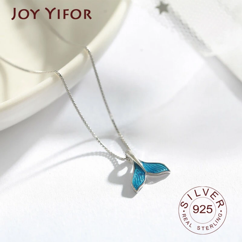 Collana Con Balena Da Donna In Argento Sterling 925 Pesce Bluetail Girocolli Nautici Charm Mermaid Tail Pendant Necklace Jewelry For Women