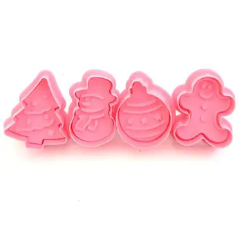 

4Pc Christmas Pattern Cookie Mold 3D Biscuit Cutter Mould Fondant Cake Decor Maker DIY Food Fondant Kitchen Bakeware Baking Tool