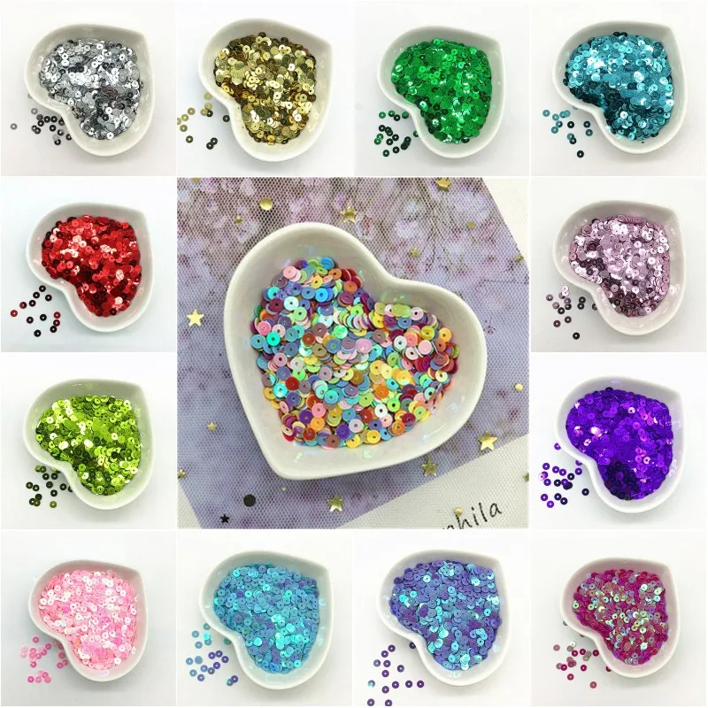 

3mm 4mm 5mm 6mm Flat Round PVC Loose Sequins Paillette Sewing Craft for Wedding Decoration Garment Dress Shoe Caps DIY Accessory