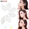 Hyperbole Ear clip without ear hole Earrings for Women Accessories Fashion 1pcs Golden Silver color Hollow Leaf Ear-hook Earring 1